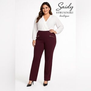 Avenue Burgundy Straight Leg Pants Size 14T Super Stretch Pull-On